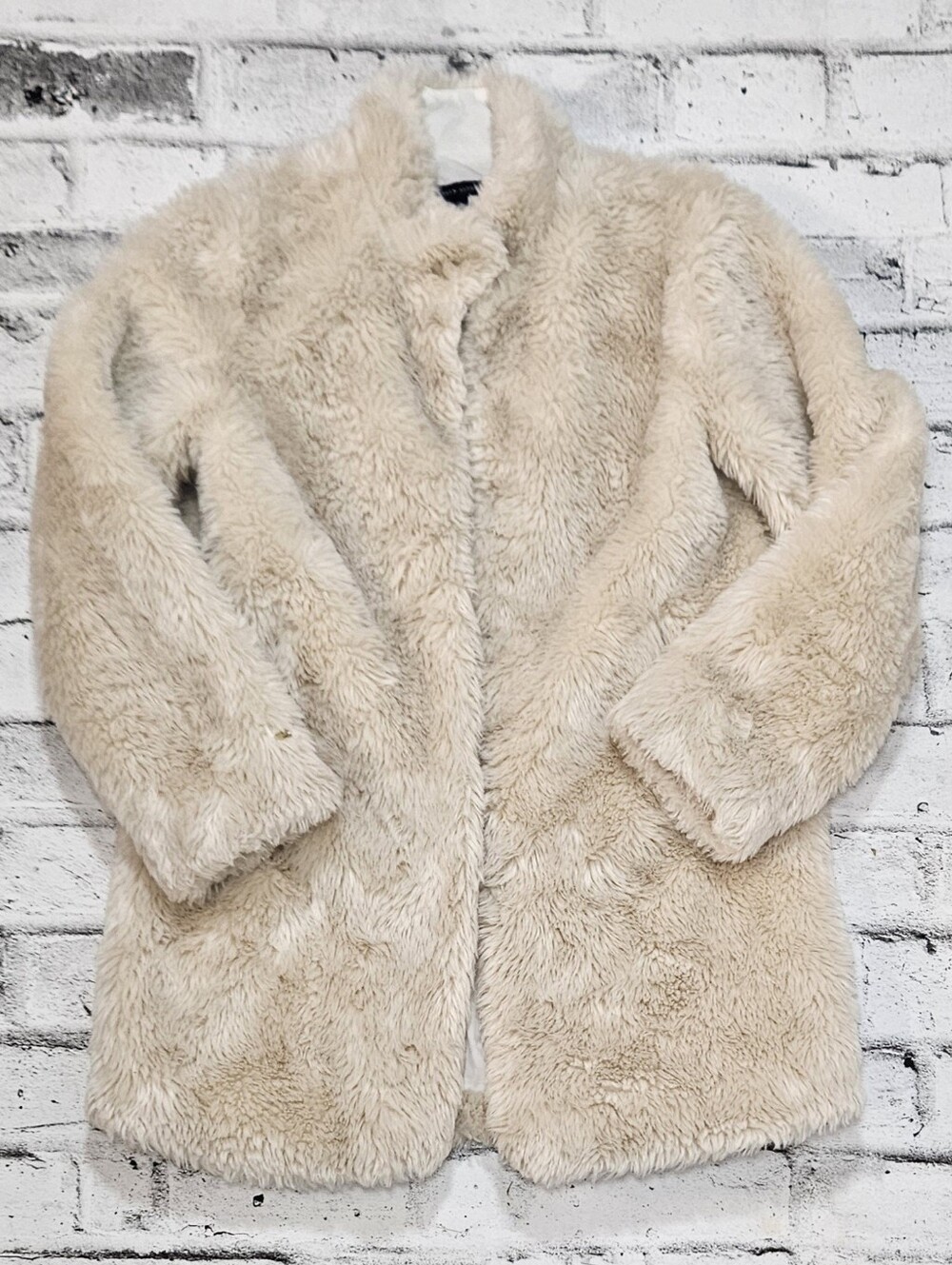 Tommy Hilfiger Faux Fur Coat Girls Large 12 14 Cream Teddy Shaggy Jacket